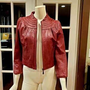 DOMA Maroon Leather Jacket 70's Style